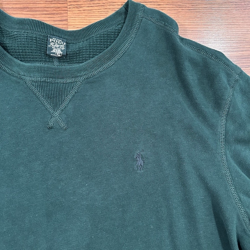 Polo Ralph Lauren Sweatshirt Mens XL Waffle Thermal Lined Double Knit Pullover - Picture 4 of 12